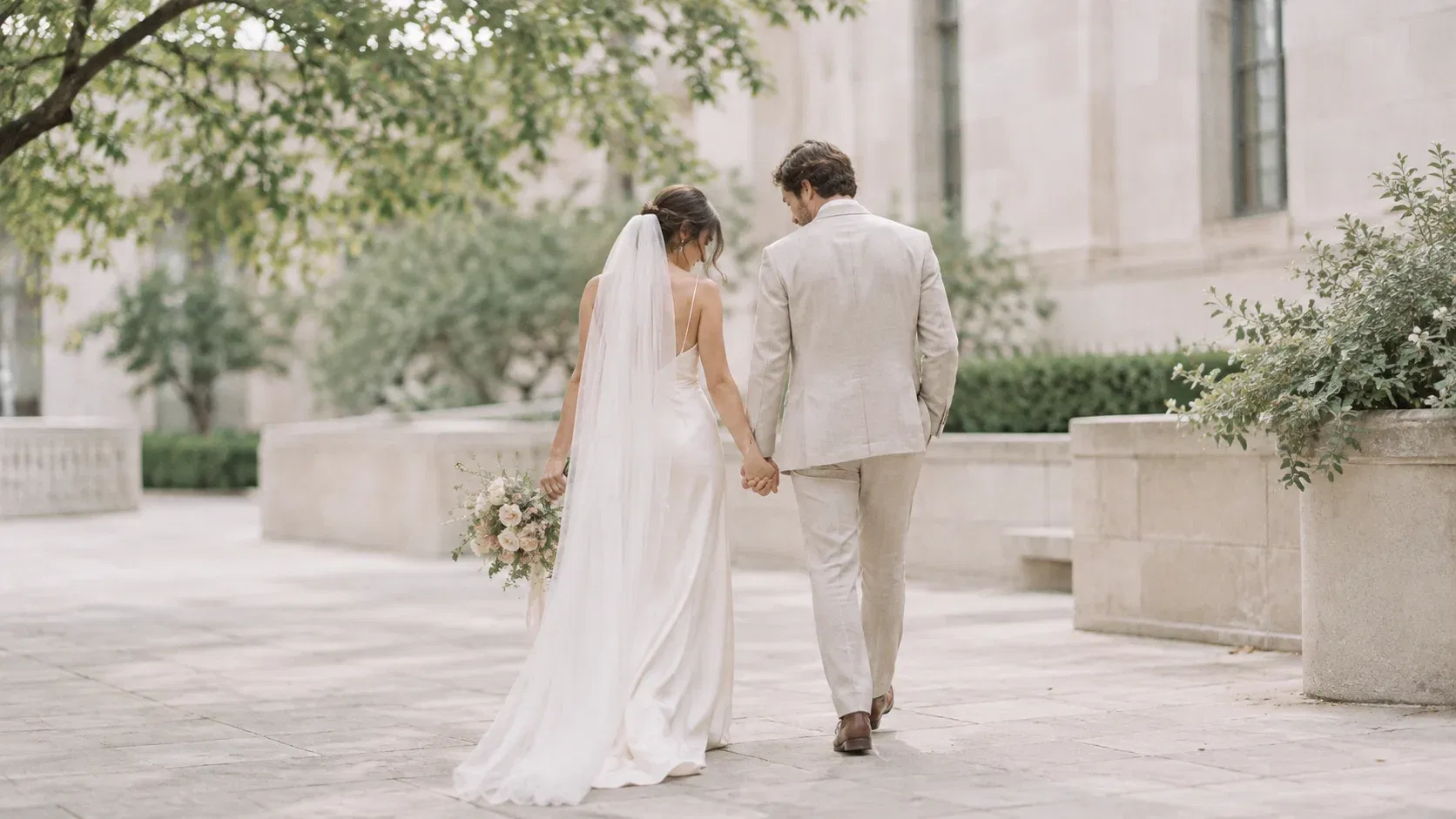 AI-generated editorial concept of a Dallas courthouse wedding couple